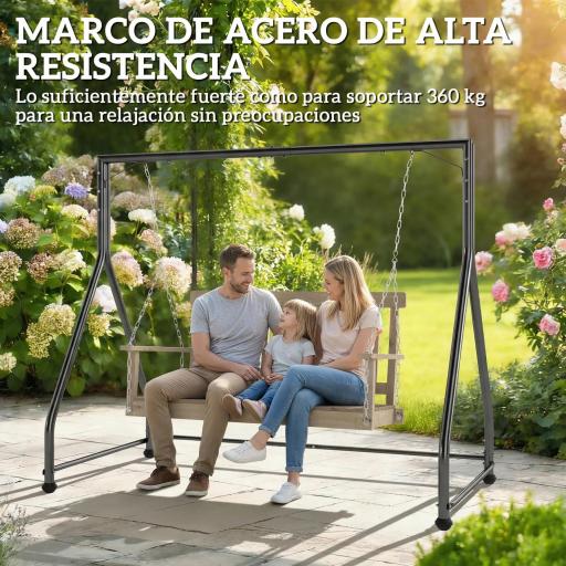 Soporte para Columpio de Acero Estructura de Columpio de 2 y 3 Asientos Carga 360 kg 210x117x175 cm Negro [2]