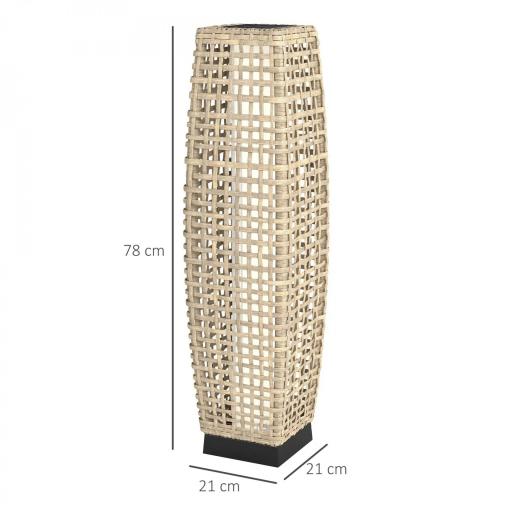 Lámpara Solar de Jardín de Ratán Sintético con Luces LED Encendido/Apagado Automático 21x21x78 cm Natural [1]