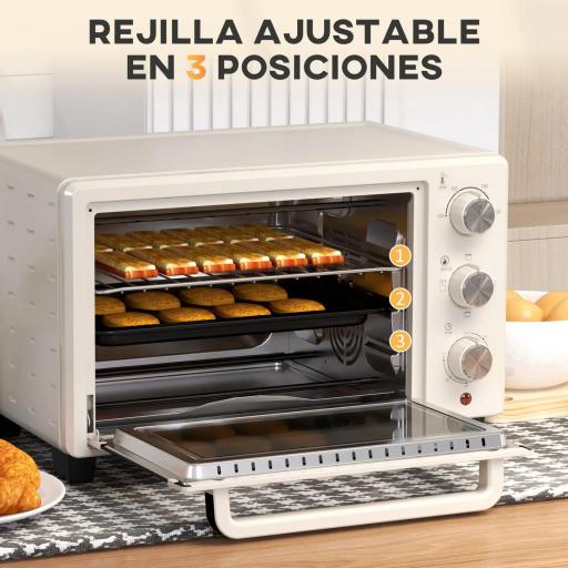 Horno Sobremesa de 21L 1400W Mini Horno Eléctrico Temporizador hasta 60min y Temperatura Regulable hasta 230℃ Crema [3]