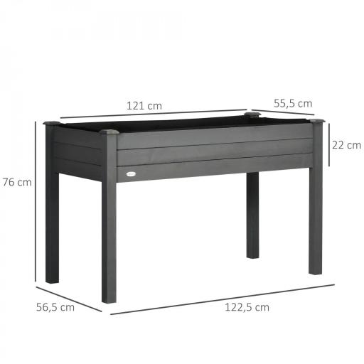 Huerto Urbano Elevado de Madera 122,5x56,5x76 cm con Tela no Tejida para Cultivos Plantas Flores Gris Oscuro [1]