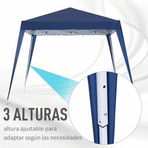 Carpa Plegable 3x3 m, Pop-up, Cenador Pabellón de Jardín, Altura Ajustable con Bolsa de Transporte, Anti-UV, Impermeable, Gazebo para Camping, Fiestas, Exterior, Azul [4]