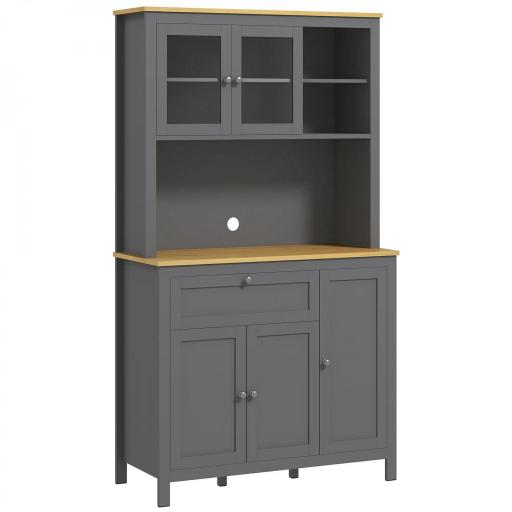 Alacena de Cocina Mueble Auxiliar de Cocina con 5 Puertas Estante Ajustable y Encimera de Microondas 100x40x180cm Gris [10]