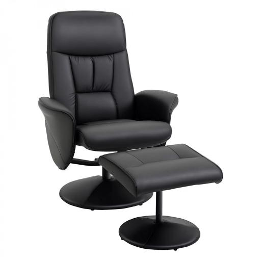 Sillón de Relax con Reposapiés Respaldo Reclinable hasta 145° para Salón Dormitorio Oficina 76x81x101 cm Negro [9]