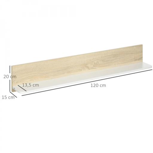 Estante Flotante de Madera Balda de Pared para Salón Dormitorio Pasillo Cocina Baño 120x15x20 cm Roble y Blanco [1]