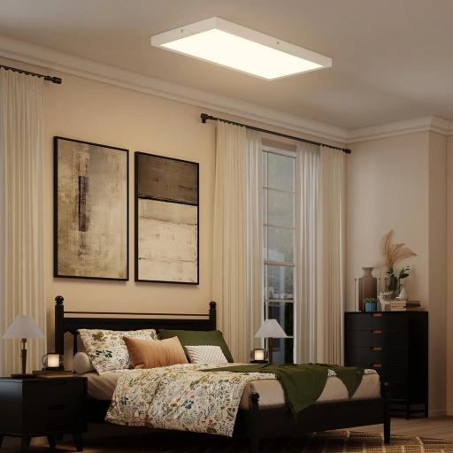 Juego de 4 Lámparas de Techo Color Regulable con Interruptor DIP y de Pared 3000K/4000K/6000K 60x30x3,7 cm Blanco [6]