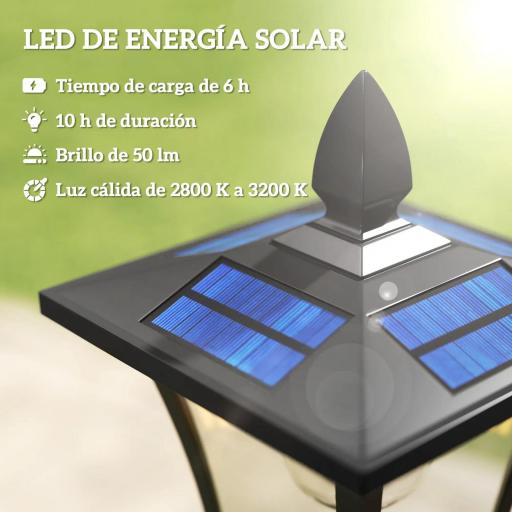 Farola Solar Exterior de Jardín con Macetero Poste de Aluminio IP44 Encendido/Apagado Automático 33x33x160 cm Negro [2]