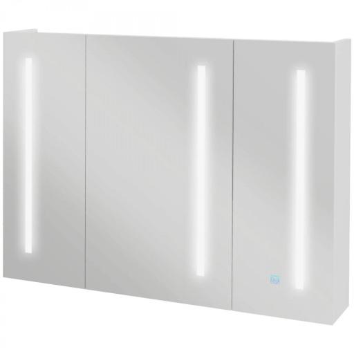 Armario con Espejo de Baño con 3 Puertas Estantes Ajustables Interruptor Táctil y USB 90x15x70 cm Blanco Brillante [7]