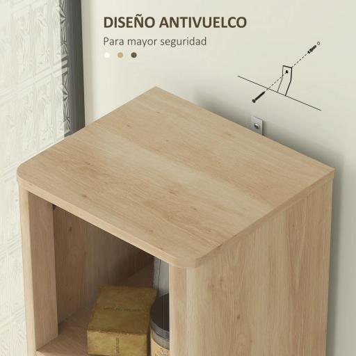 Columna Alta de Baño con Estantes y Cajón Diseño Compacto y Funcional para Espacios Reducidos 33x30x170 cm Tono Madera [5]