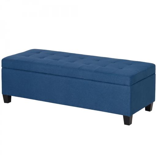 Banco de Almacenamiento Puff de Almacenaje Taburete Tapizado en Lino con Tapa Abatible para Entrada 125x49x41,5 cm Azul [9]