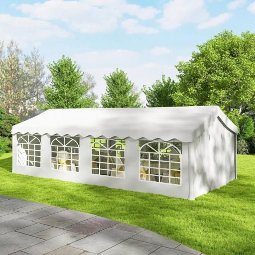 Carpa para Fiestas 4x8 m Carpa de Jardín con Paredes Extraíbles Puerta y Ventanas UPF50+ para Boda Camping Blanco [7]