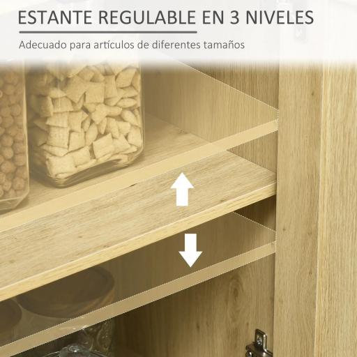 Aparador de Estilo Cannage Mueble Buffet Auxiliar con Puertas de Rejilla y Patas de Madera 120x40x97cm Natural [6]