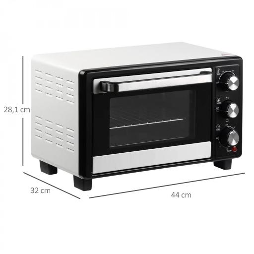 Horno Portátil 16L 1400W con 3 Modos de Calor Temporizador Bandeja de Horneado y Rejilla 44x32x28,1 cm Blanco y Negro [1]