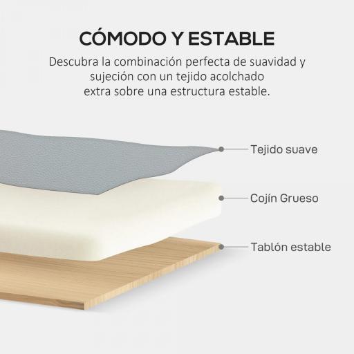 Sofá de 2 Plazas con Tapizado de Cuero Sintético Acolchado Grueso y Patas de Madera para Salón 117x78x78 cm Gris [3]
