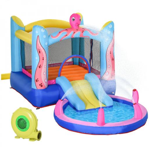 Castillo Inflable Infantil con Tobogán Cama de Salto Piscina Inflador y Bolsa de Transporte 360x175x180 cm Multicolor [7]
