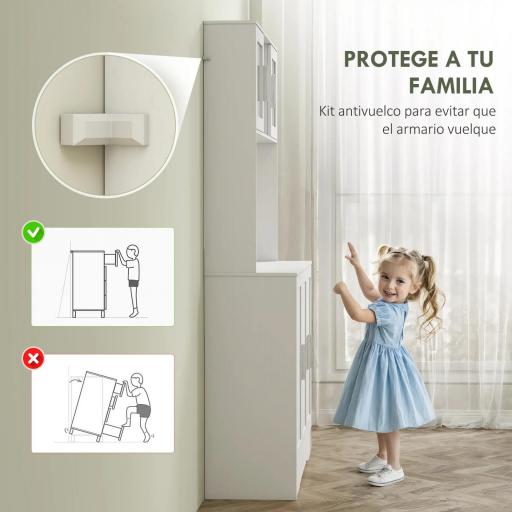 Alacena de Cocina con 2 Puertas de Vidrio Encimera Amplia para Microondas Estantes Ajustables Blanco [3]