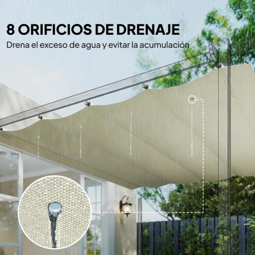 Techo de Repuesto Retráctil 3x2,5 m para Marco de 2,85x2 m Toldo de Tela Solo para Cenador Jardín con 8 Orificios Crema [5]