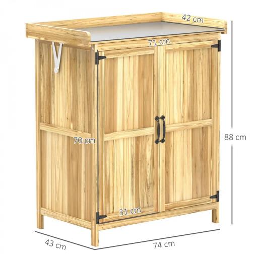 Armario de Exterior, Cobertizo para Herramientas con Estante, en Madera con 2 Puertas para Jardín, Patio, Color Madera [1]