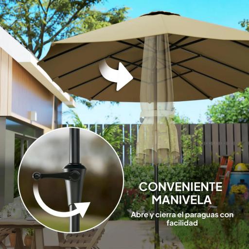 Sombrilla Doble 4x2,2 m Sombrilla Terraza Exterior con Manivela Manual Impermeable y Protección UV30+ Café [6]