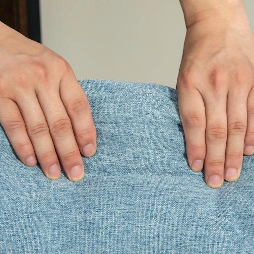 Sofá de 2 Plazas Tapizado en Lino Sintético para Salón Moderno con Reposabrazos Patas de Madera 140x78x83 cm Azul Claro [7]