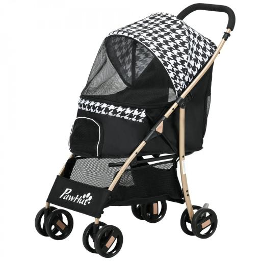 Carrito para Mascotas con 2 Puertas Ventana de Malla Cesta de Almacenamiento Cuerda de Seguridad 80x44,5x97 cm Negro [8]