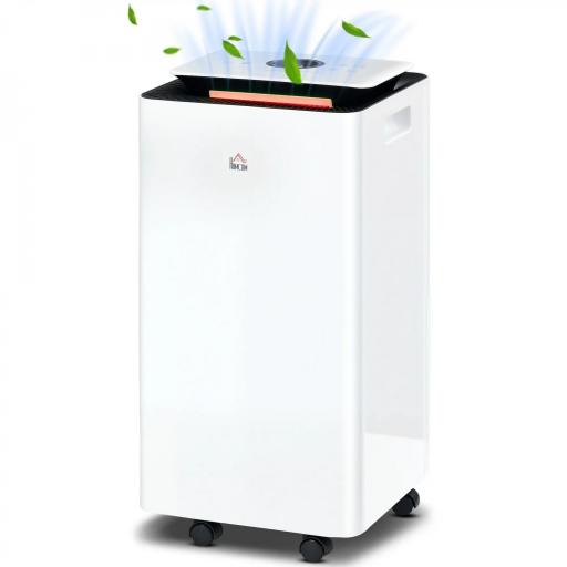Deshumidificador Eléctrico 12L/día Depósito de Agua 2,5 Litro con 5 Modos 2 Velocidades Temporizador 25x25x50,5cm Blanco [8]