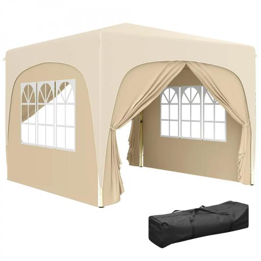 Cenador Plegable 3x3 m Gazabo con Paneles Laterales UPF50+ Altura Ajustable y Bolsa de Transporte Arena [9]