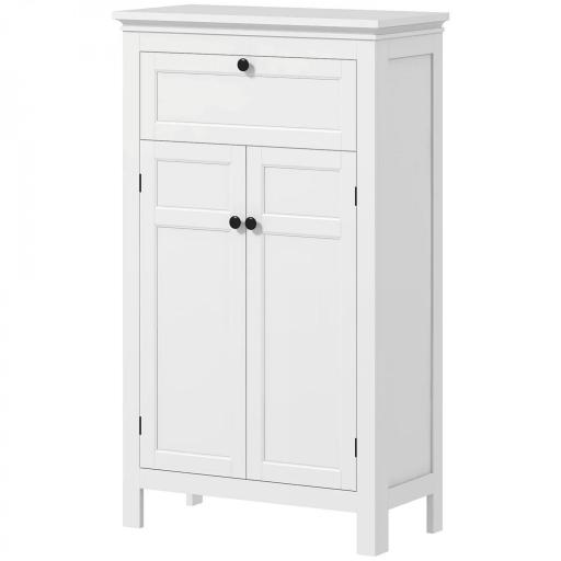 Mueble de Baño Columna de Baño con Cajón 2 Puertas y Estantes Ajustables Armario de Baño Moderno 60x30x102,5 cm Blanco [8]