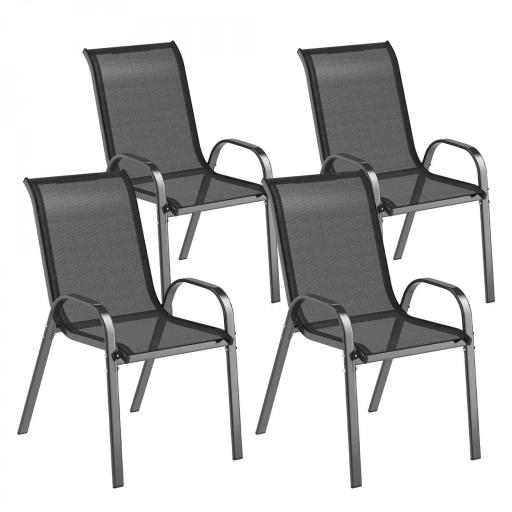 Set de 4 Sillas de Exterior Apilables con Asiento de Malla Respaldo Alto y Marco de Acero para Jardín o Terraza [9]