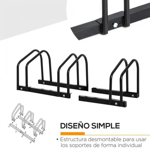 Aparcamiento para 3 Bicicletas Soporte de Acero para Aparcar Bicicletas en el Suelo o Pared 76x33x27 cm Negro [3]