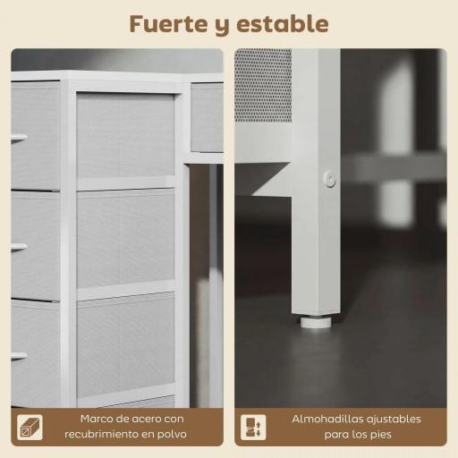 Escritorio Esquinero Reversible con 6 Cajones 126x48 cm con Toma de Corriente Puerto de Carga USB y USB-C Blanco [6]