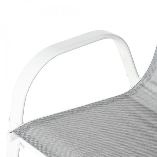 Juego de Mesa y 6 Sillas para Terraza con Orificio para Sombrilla y Encimera de Cristal para Terraza Patio Gris [5]