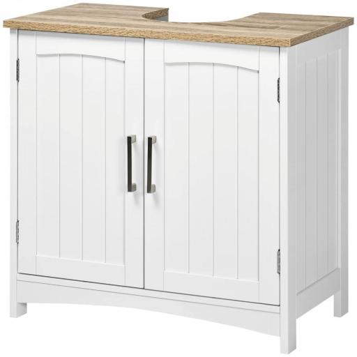 Mueble para Debajo del Lavabo Armario de Suelo para Baño de Madera Estilo Moderno 60x30x60 cm Blanco [5]
