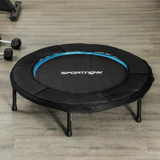 Trampolín de Fitness Ø102 cm Cama Elástica Plegable con Marco de Acero Antideslizantes Carga 100 kg Azul [3]