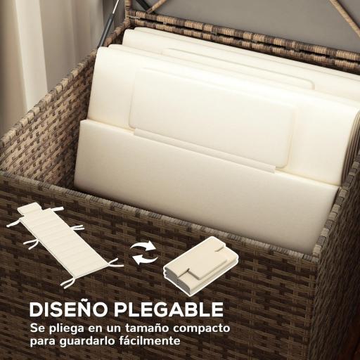 Pack 2 Cojines para Tumbonas Plegables 203x66x3 cm con Reposacabezas y Correas de Sujeción Crema [4]