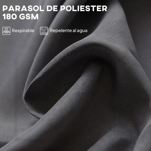 Sombrilla Doble para Jardín 455x265x238 cm Parasol Grande con Manivela Manual Resistente al Agua Protección Solar Gris [5]