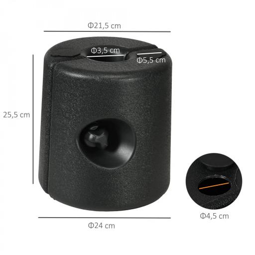Pack de 4 Pesos para Carpas Plegables Soportes Rellenables con 8,7 kg de Agua o 12 kg de Arena Ø21,5/24x25,5 cm Negro [1]