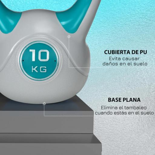 Pesa Rusa 10 kg Revestimiento de PU y Relleno de Arena para Entrenamiento de Fuerza 22x16x26 cm Azul y Gris [5]