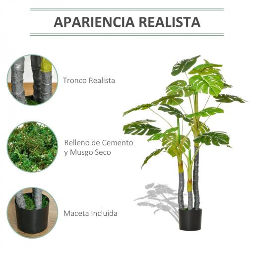 Árbol Tropical Decorativo Altura 120 cm con 20 Hojas para Hogar Salón Dormitorio Verde [3]