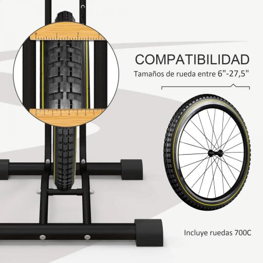 Aparcamiento para Bicicletas Vertical y Horizontal con Ganchos Ajustables para Bicicletas de 24-29 Pulgadas y 700 C Negro [4]