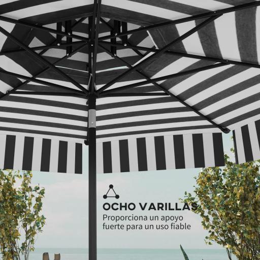 Sombrilla de Jardín Inclinable Ø263 cm con Protección UV30+ Techo Doble Ventilado y Manivela para Patio Jardín y Piscina [6]