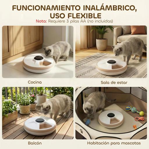 Comedero Automático para Gatos y Perros con Paquete de Hielo Temporizador Programable 6 Cuencos Pantalla LED [4]