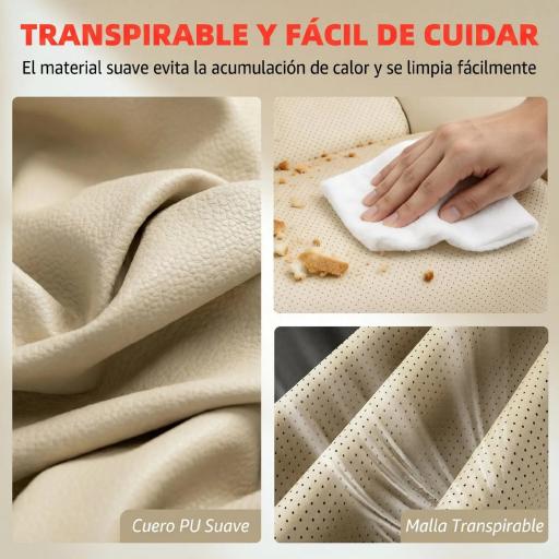 Silla de Oficina con Masaje Vibratorio de 4 Puntos Calor Lumbar Brazos Abatibles Respaldo Alto Altura Ajustable Crema [6]