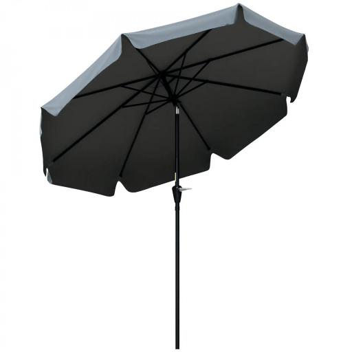 Parasol de Jardín de Aluminio Ø266x250 cm con Ángulo Ajustable Protección UV50+ Techo de Ventilación y Manivela Gris [9]
