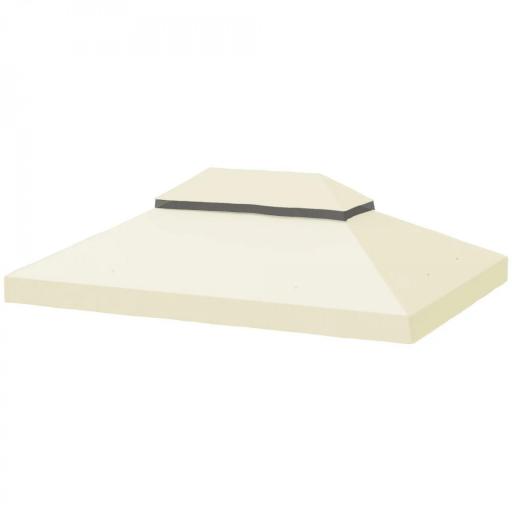 Toldo de Recambio 4x3 m con Techo Doble con Orificios de Drenaje y Protección UPF30+ Crema Solo Toldo NO Incluye Marco [10]