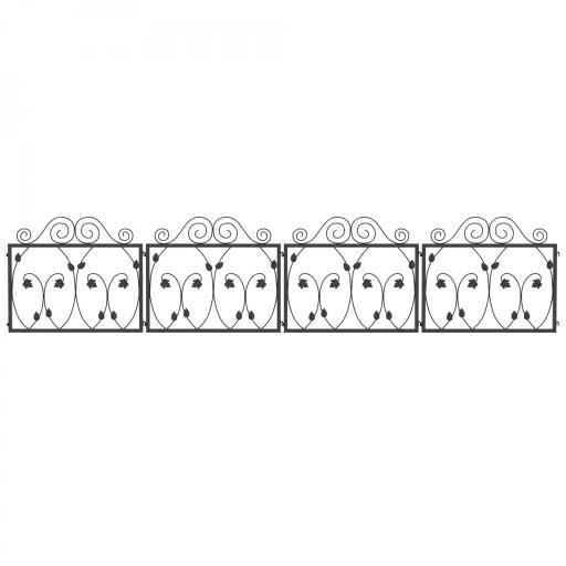 Vallas para Jardín Exterior de 4 Paneles 57x47,5 cm Vallas Decorativas de Jardín de Acero con Ángulo Ajustable Negro [9]