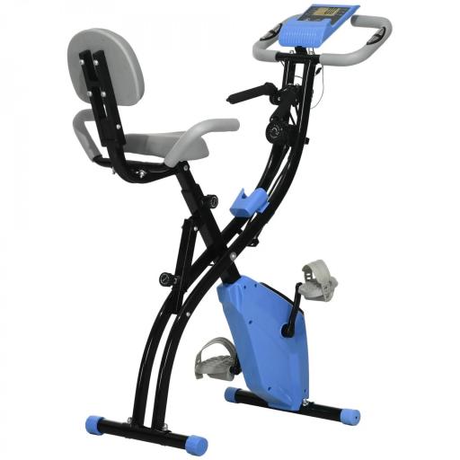Bicicleta Estática Plegable con Respaldo 8 Niveles de Resistencia Volante Pantalla LCD Pulsómetro y Sillín Ajustable [8]