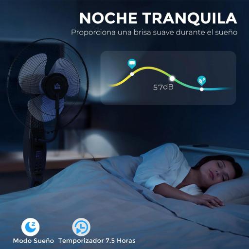 Ventilador Nebulizador de 3 Velocidades con Temporizador 3 Modos y Depósito 3,2L 44,5x38,5x120 cm Negro [7]