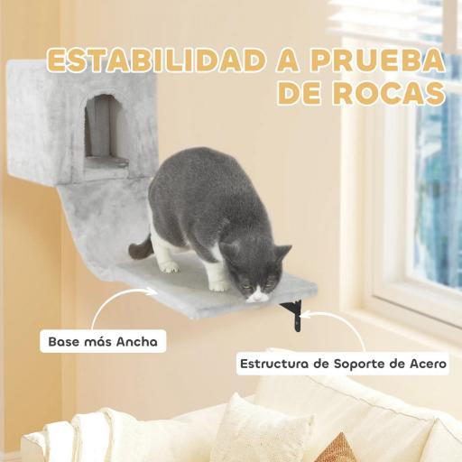 Juego de Escalada para Gatos de Pared de 6 Piezas con Condominio Plataforma Hamaca Escaleras y Tabla de Rascar Gris [4]