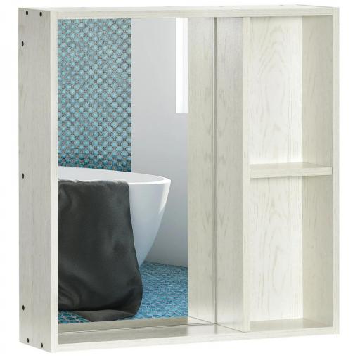 Armario con Espejo para Baño con Estantes Mueble para Baño Estilo Moderno 63x15x65 cm Blanco [4]
