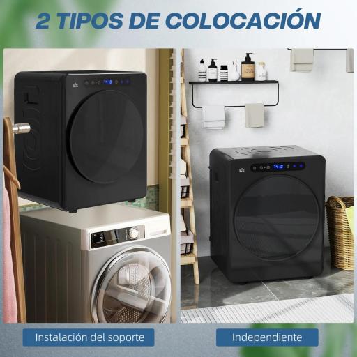 Secadora de Evacuación 5 KG 1000W Función Antiarrugas Función Esterilizar Temporizador Pantalla LED Táctil Negro [3]